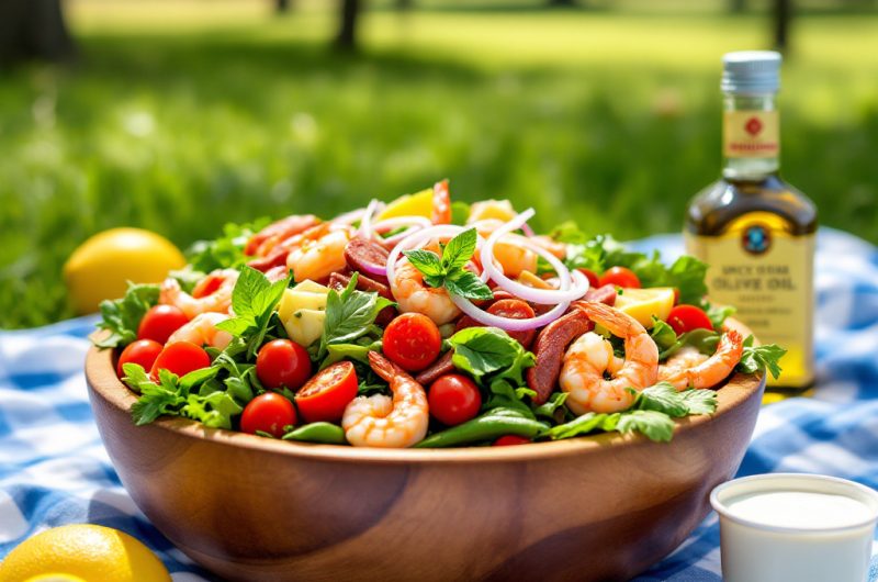 Salade au chorizo et crevettes