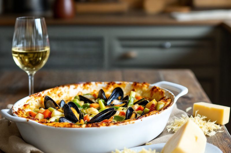Gratin de moules aux légumes
